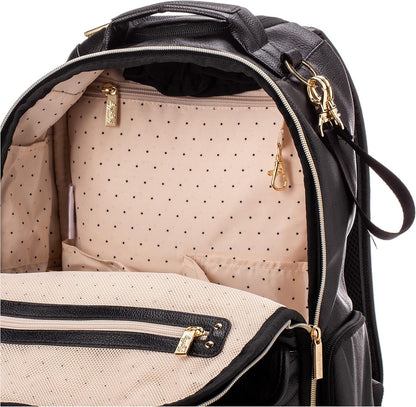 Diaper Bag Backpack – Large Capacity Boss Baby Backpack Diaper Bag Featuring 17 Pockets, Changing Pad, Stroller Clips, and Comfortable Backpack Straps, Black With Gold Hardware