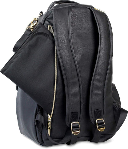 Diaper Bag Backpack – Large Capacity Boss Baby Backpack Diaper Bag Featuring 17 Pockets, Changing Pad, Stroller Clips, and Comfortable Backpack Straps, Black With Gold Hardware