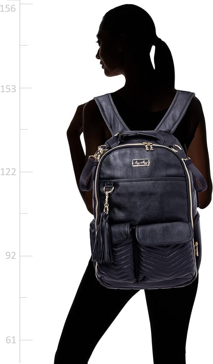 Diaper Bag Backpack – Large Capacity Boss Baby Backpack Diaper Bag Featuring 17 Pockets, Changing Pad, Stroller Clips, and Comfortable Backpack Straps, Black With Gold Hardware