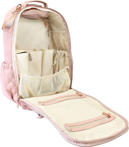 Diaper Bag Backpack – Large Capacity Boss Baby Backpack Diaper Bag Featuring 17 Pockets, Changing Pad, Stroller Clips, and Comfortable Backpack Straps, Black With Gold Hardware