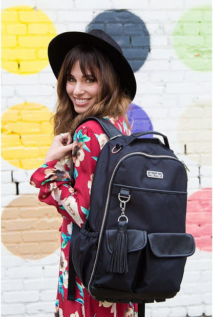 Diaper Bag Backpack – Large Capacity Boss Baby Backpack Diaper Bag Featuring 17 Pockets, Changing Pad, Stroller Clips, and Comfortable Backpack Straps, Black With Gold Hardware