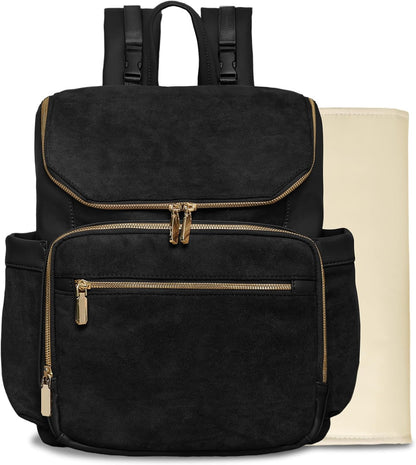 Diaper Bag Backpack Suede Baby Backpack with Changing Pad