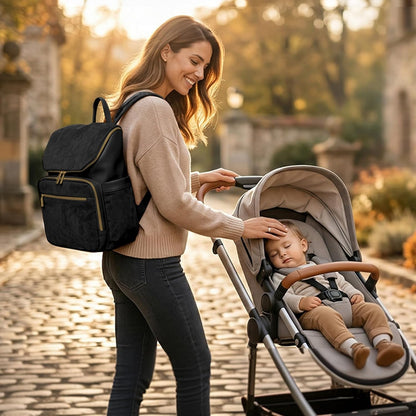 Diaper Bag Backpack Suede Baby Backpack with Changing Pad