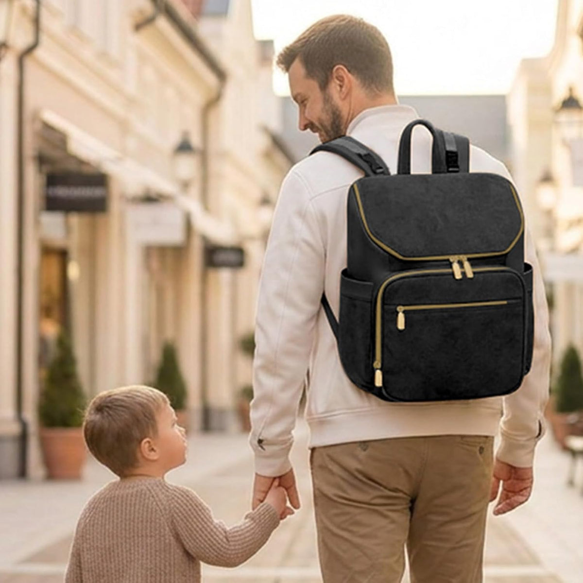 Diaper Bag Backpack Suede Baby Backpack with Changing Pad