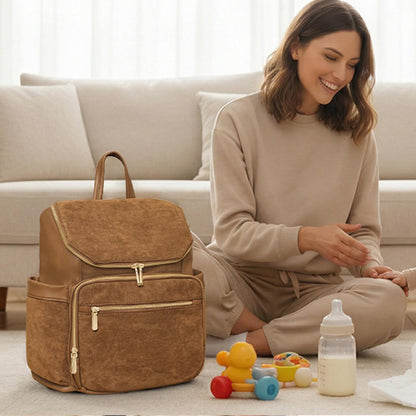 Diaper Bag Backpack Suede Baby Backpack with Changing Pad