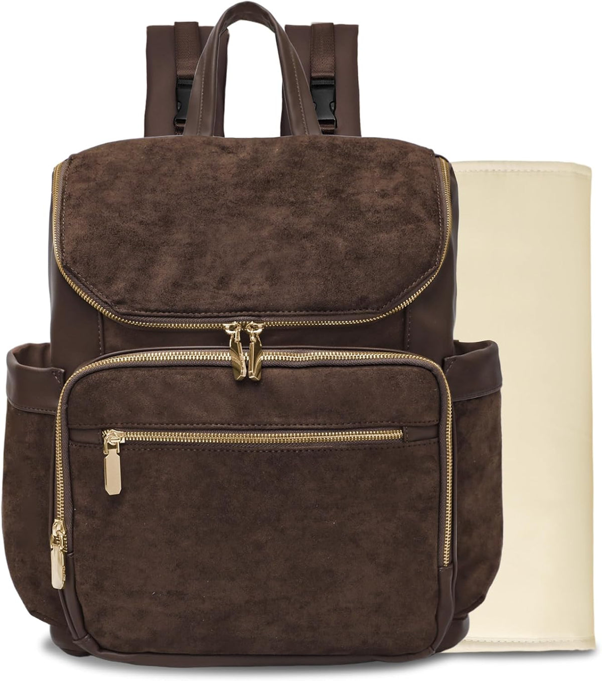 Diaper Bag Backpack Suede Baby Backpack with Changing Pad