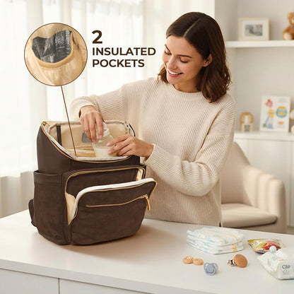 Diaper Bag Backpack Suede Baby Backpack with Changing Pad