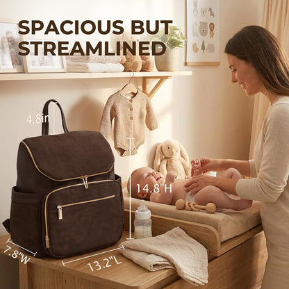 Diaper Bag Backpack Suede Baby Backpack with Changing Pad
