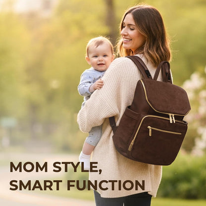 Diaper Bag Backpack Suede Baby Backpack with Changing Pad