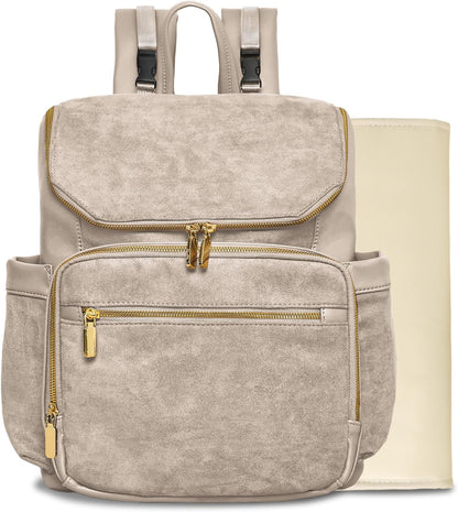 Diaper Bag Backpack Suede Baby Backpack with Changing Pad