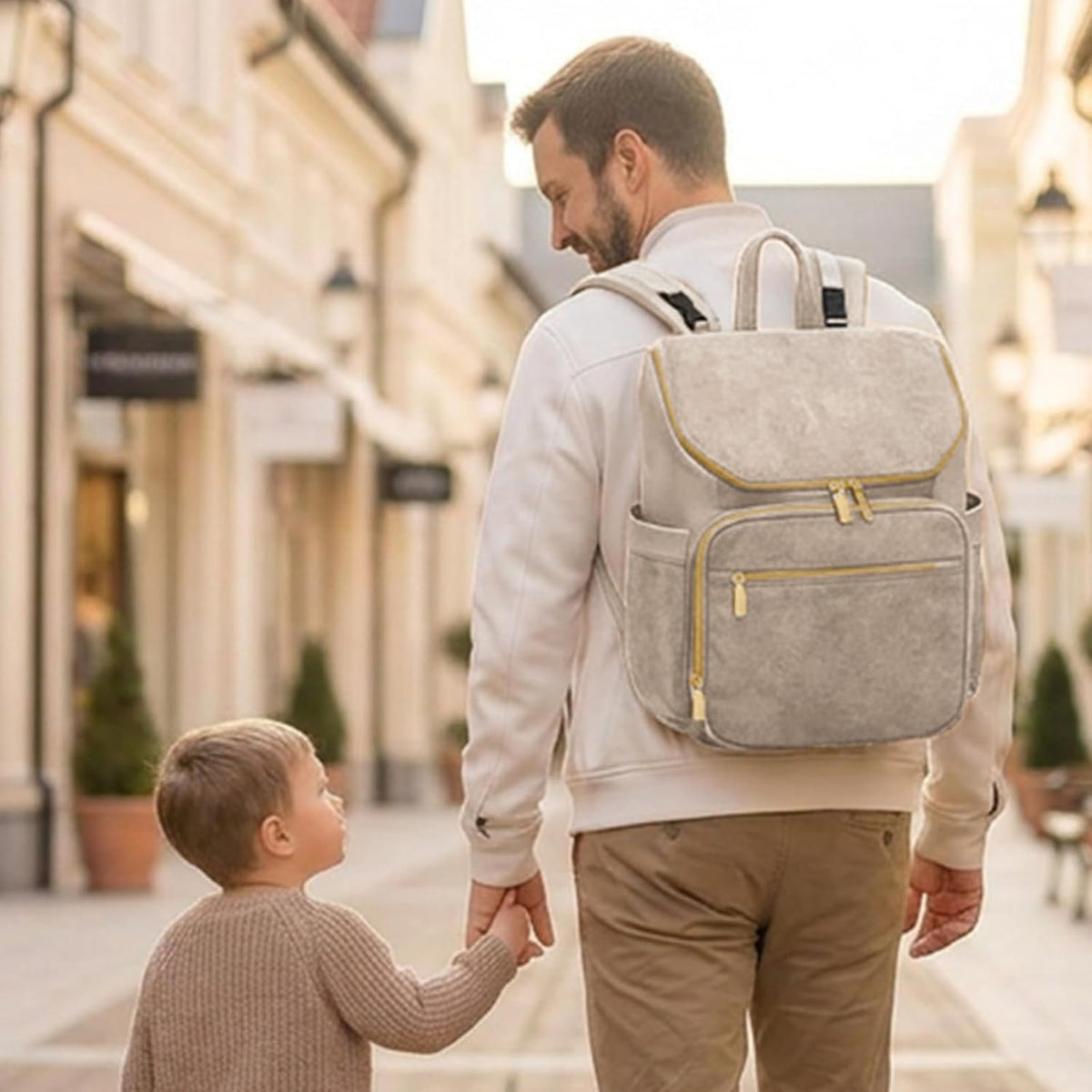 Diaper Bag Backpack Suede Baby Backpack with Changing Pad