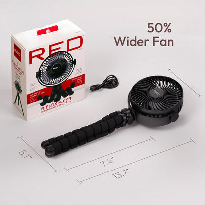 Flexi Tripod Fan – Portable USB-C Rechargeable Stroller, 4-Speed Quiet Mini size with 360° Rotation for Travel, Gym, Desk