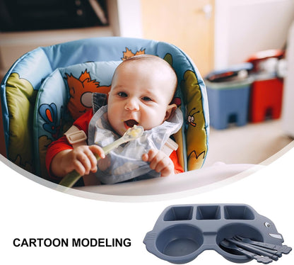 Lovely Cartoon Divided Dinner Plate for Tableware with Thickened Fall-resistant Design Safe Non-toxic Self Feeding Dishware for Boys