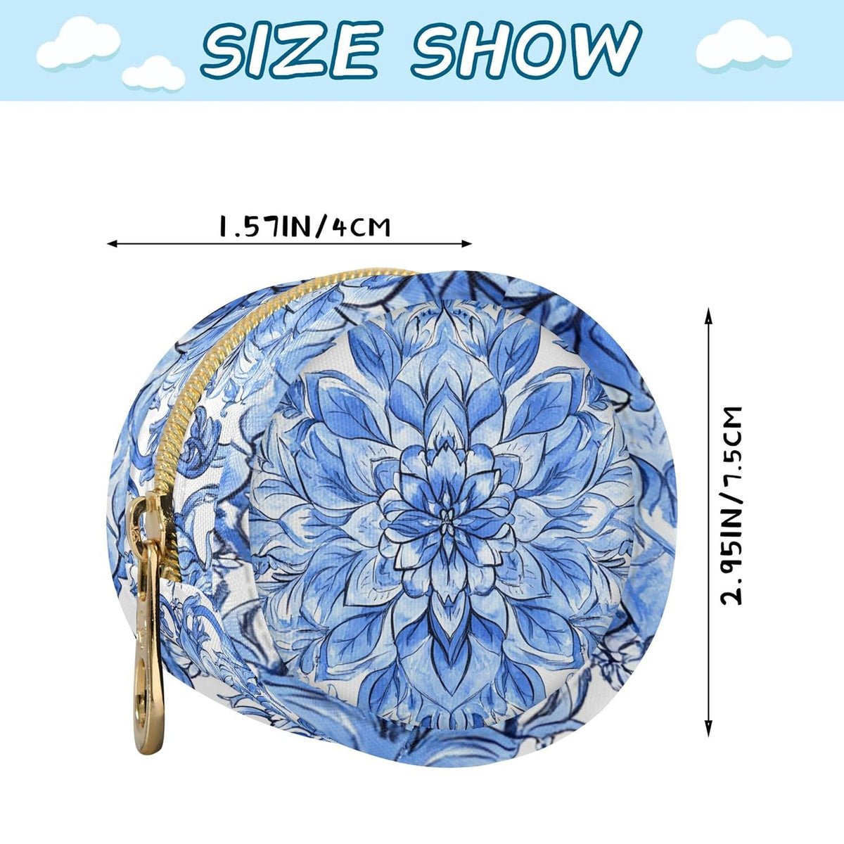 Blue Floral Pattern Baby Pacifier Holder Case, Dustproof Portable Storage Box for Diaper Bag Purse, Pacifier Storage Container for Boys & Girls