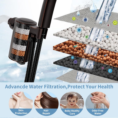 Shower Head with Handheld, High-Pressure Handheld Shower Head with 5 Spray Modes, 59-Inch Stainless Steel Hose & 360° Adjustable Bracket Perfect for Pet Bathing, Baby Care & Shower Cleaning