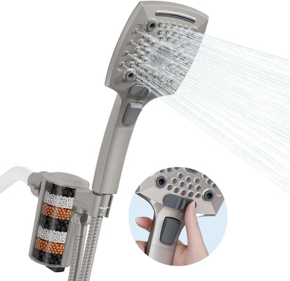 Shower Head with Handheld, High-Pressure Handheld Shower Head with 5 Spray Modes, 59-Inch Stainless Steel Hose & 360° Adjustable Bracket Perfect for Pet Bathing, Baby Care & Shower Cleaning