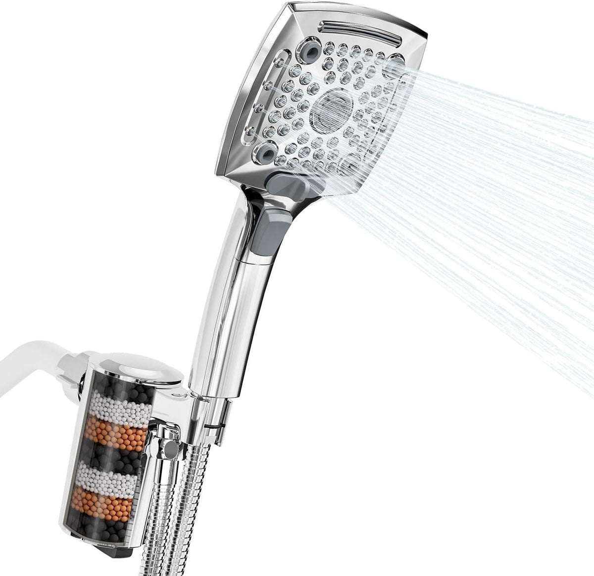 Shower Head with Handheld, High-Pressure Handheld Shower Head with 5 Spray Modes, 59-Inch Stainless Steel Hose & 360° Adjustable Bracket Perfect for Pet Bathing, Baby Care & Shower Cleaning