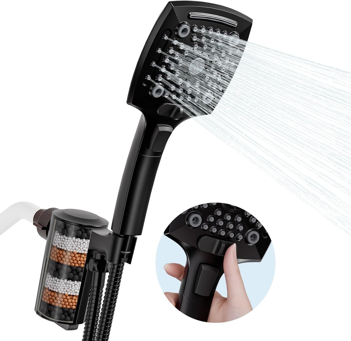 Shower Head with Handheld, High-Pressure Handheld Shower Head with 5 Spray Modes, 59-Inch Stainless Steel Hose & 360° Adjustable Bracket Perfect for Pet Bathing, Baby Care & Shower Cleaning
