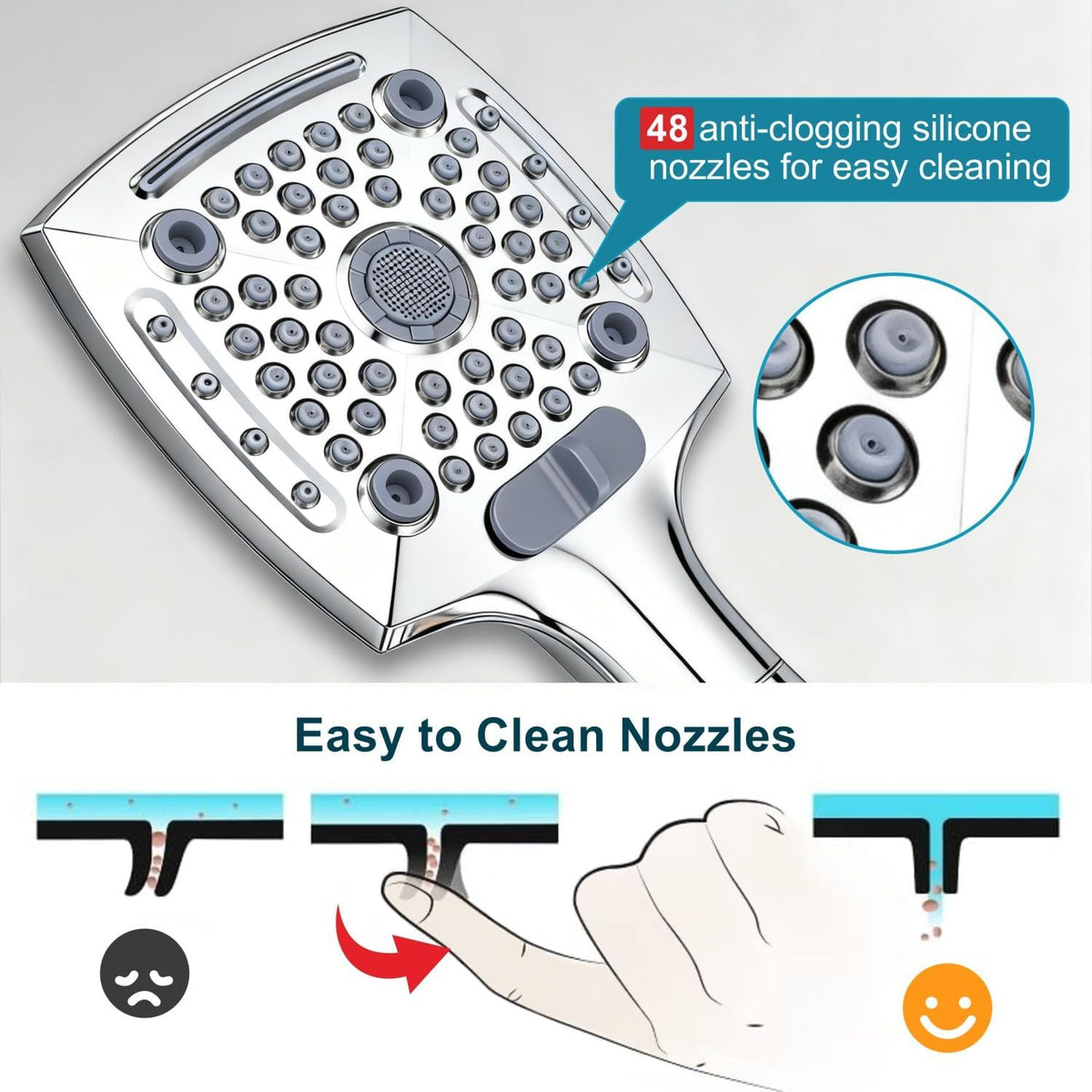 Shower Head with Handheld, High-Pressure Handheld Shower Head with 5 Spray Modes, 59-Inch Stainless Steel Hose & 360° Adjustable Bracket Perfect for Pet Bathing, Baby Care & Shower Cleaning