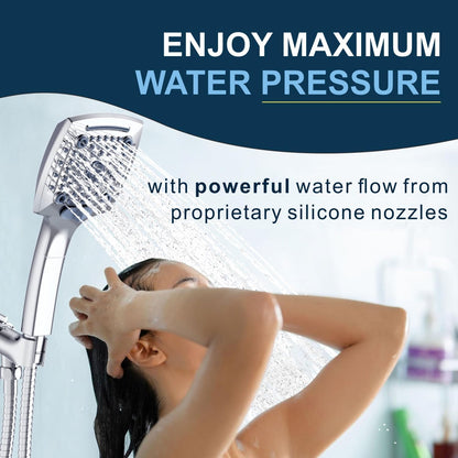 Shower Head with Handheld, High-Pressure Handheld Shower Head with 5 Spray Modes, 59-Inch Stainless Steel Hose & 360° Adjustable Bracket Perfect for Pet Bathing, Baby Care & Shower Cleaning