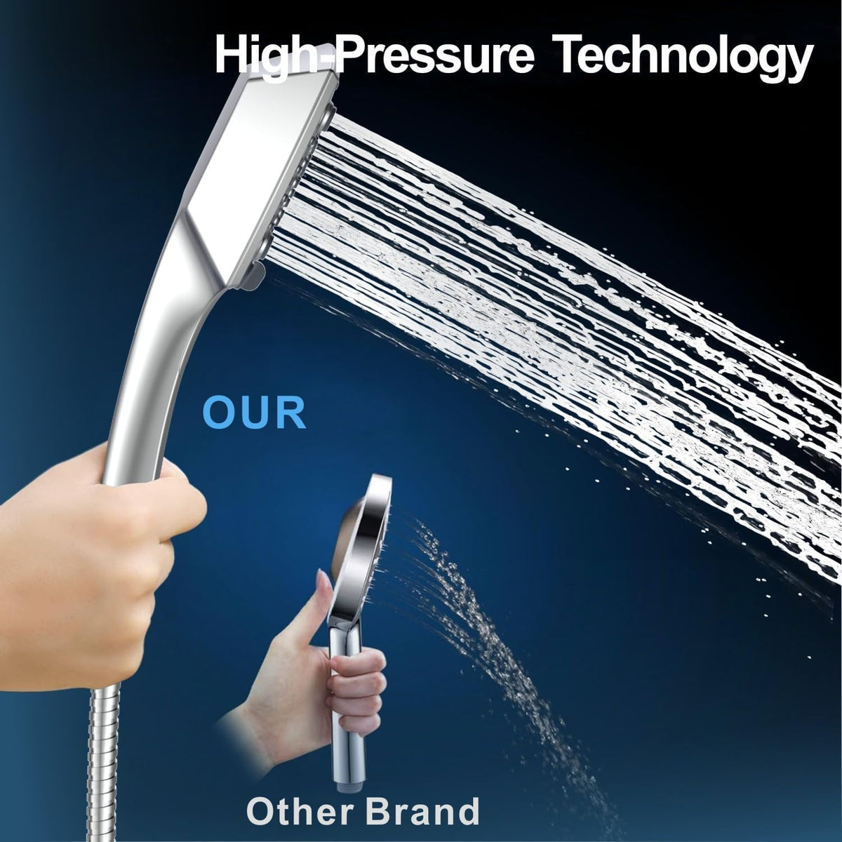 Shower Head with Handheld, High-Pressure Handheld Shower Head with 5 Spray Modes, 59-Inch Stainless Steel Hose & 360° Adjustable Bracket Perfect for Pet Bathing, Baby Care & Shower Cleaning
