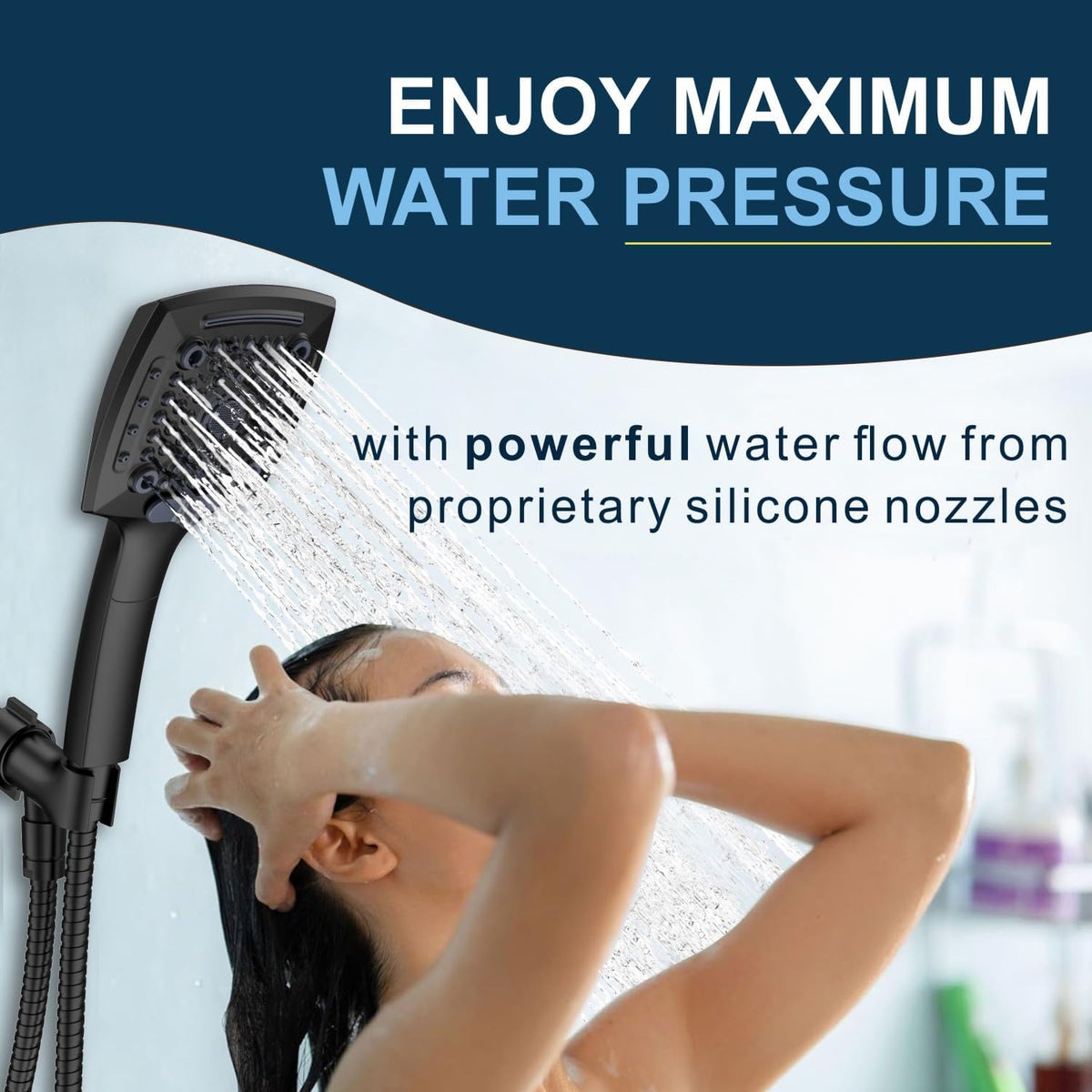 Shower Head with Handheld, High-Pressure Handheld Shower Head with 5 Spray Modes, 59-Inch Stainless Steel Hose & 360° Adjustable Bracket Perfect for Pet Bathing, Baby Care & Shower Cleaning