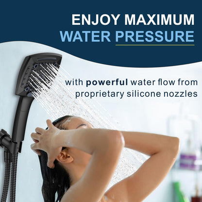 Shower Head with Handheld, High-Pressure Handheld Shower Head with 5 Spray Modes, 59-Inch Stainless Steel Hose & 360° Adjustable Bracket Perfect for Pet Bathing, Baby Care & Shower Cleaning