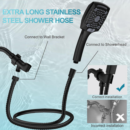 Shower Head with Handheld, High-Pressure Handheld Shower Head with 5 Spray Modes, 59-Inch Stainless Steel Hose & 360° Adjustable Bracket Perfect for Pet Bathing, Baby Care & Shower Cleaning