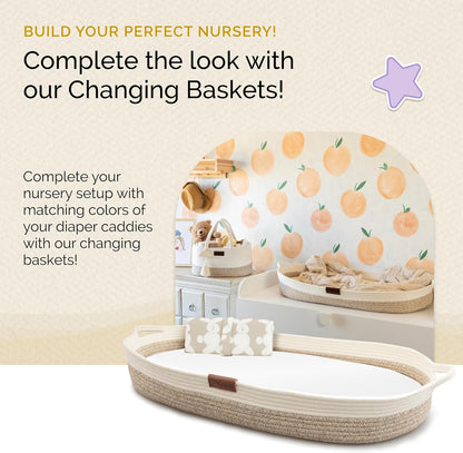 Baby Diaper Caddy Organizer, Portable Nursery Storage Basket with Sturdy Handle Diaper Caddy Basket, Car Caddy for Diapers and Baby Wipes, Newborn Essentials