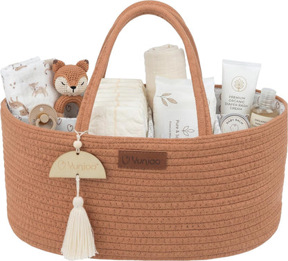 Baby Diaper Caddy Organizer, Portable Nursery Storage Basket with Sturdy Handle Diaper Caddy Basket, Car Caddy for Diapers and Baby Wipes, Newborn Essentials