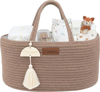 Baby Diaper Caddy Organizer, Portable Nursery Storage Basket with Sturdy Handle Diaper Caddy Basket, Car Caddy for Diapers and Baby Wipes, Newborn Essentials