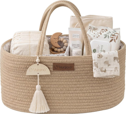 Baby Diaper Caddy Organizer, Portable Nursery Storage Basket with Sturdy Handle Diaper Caddy Basket, Car Caddy for Diapers and Baby Wipes, Newborn Essentials