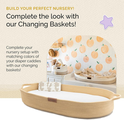Baby Diaper Caddy Organizer, Portable Nursery Storage Basket with Sturdy Handle Diaper Caddy Basket, Car Caddy for Diapers and Baby Wipes, Newborn Essentials