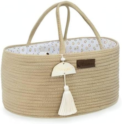 Baby Diaper Caddy Organizer, Portable Nursery Storage Basket with Sturdy Handle Diaper Caddy Basket, Car Caddy for Diapers and Baby Wipes, Newborn Essentials