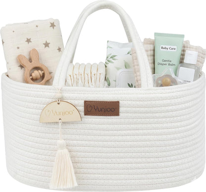 Baby Diaper Caddy Organizer, Portable Nursery Storage Basket with Sturdy Handle Diaper Caddy Basket, Car Caddy for Diapers and Baby Wipes, Newborn Essentials