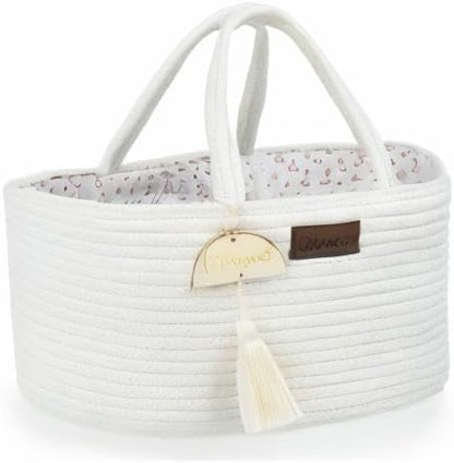 Baby Diaper Caddy Organizer, Portable Nursery Storage Basket with Sturdy Handle Diaper Caddy Basket, Car Caddy for Diapers and Baby Wipes, Newborn Essentials