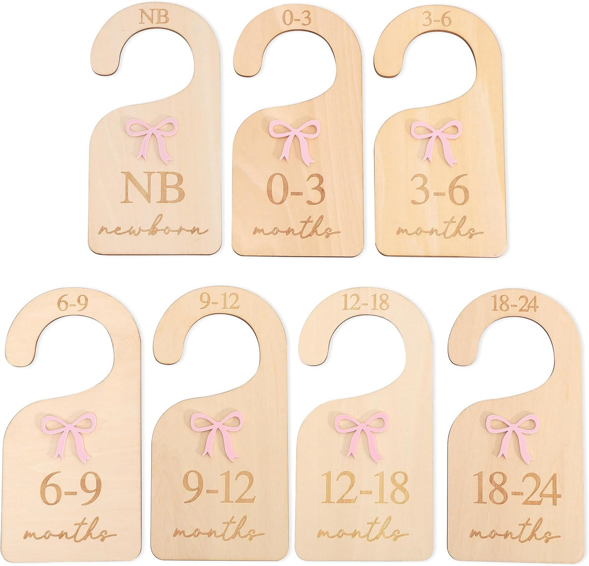 Wooden Bow Nursery Closet Dividers,Baby Girl Closet Organizer with Bow