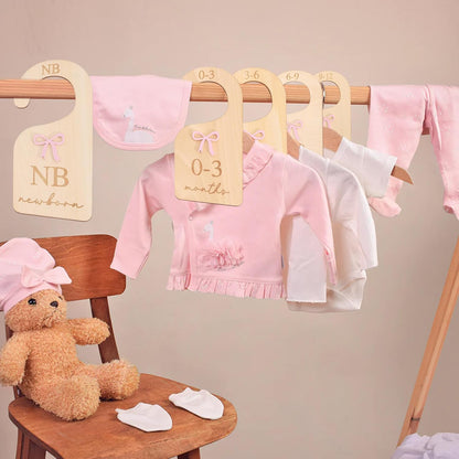 Wooden Bow Nursery Closet Dividers,Baby Girl Closet Organizer with Bow