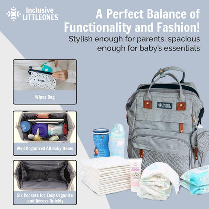 Diaper Bag with Changing Station - Baby Essentials Bag with Changing Pad, Stroller Straps & Pacifier Case Multifunction Diaper Bag for Mom - Baby Shower Gifts Travel Backpack for Newborn Essentials