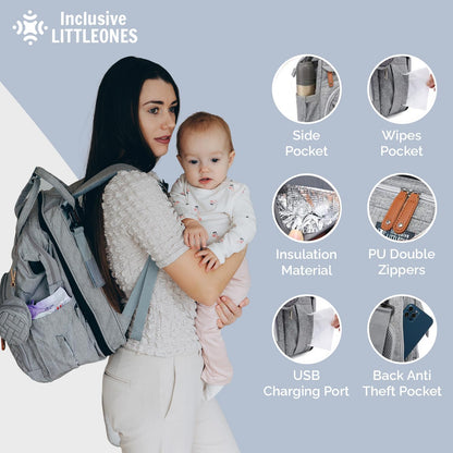 Diaper Bag with Changing Station - Baby Essentials Bag with Changing Pad, Stroller Straps & Pacifier Case Multifunction Diaper Bag for Mom - Baby Shower Gifts Travel Backpack for Newborn Essentials
