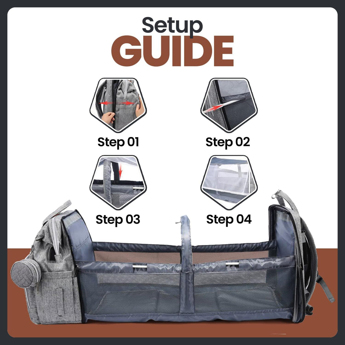Diaper Bag with Changing Station - Baby Essentials Bag with Changing Pad, Stroller Straps & Pacifier Case Multifunction Diaper Bag for Mom - Baby Shower Gifts Travel Backpack for Newborn Essentials