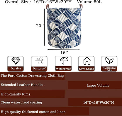 Waterproof Laundry Hamper Collapsible Laundry Basket Leather Handle Laundry Bag Large Clothes Storage Toy Organization for Bathroom Bedroom Laundryroom College Dorms (92-Satisfied laundry hampers)