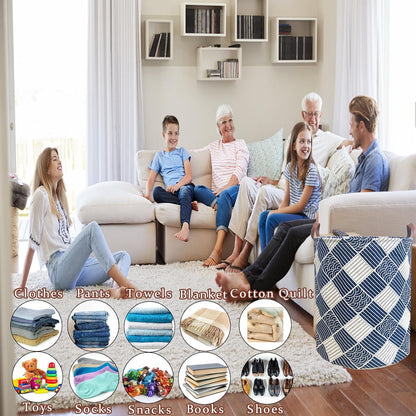 Waterproof Laundry Hamper Collapsible Laundry Basket Leather Handle Laundry Bag Large Clothes Storage Toy Organization for Bathroom Bedroom Laundryroom College Dorms (92-Satisfied laundry hampers)