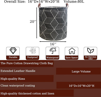 Waterproof Laundry Hamper Collapsible Laundry Basket Leather Handle Laundry Bag Large Clothes Storage Toy Organization for Bathroom Bedroom Laundryroom College Dorms (92-Satisfied laundry hampers)