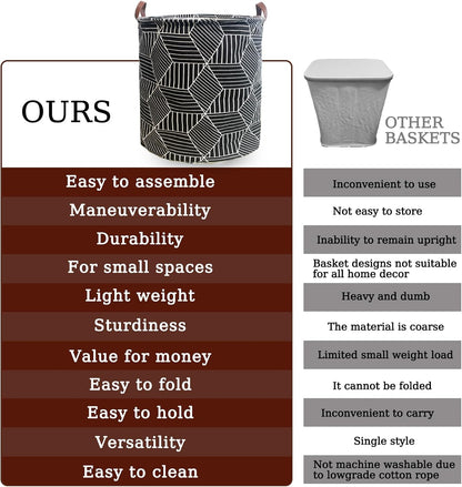 Waterproof Laundry Hamper Collapsible Laundry Basket Leather Handle Laundry Bag Large Clothes Storage Toy Organization for Bathroom Bedroom Laundryroom College Dorms (92-Satisfied laundry hampers)