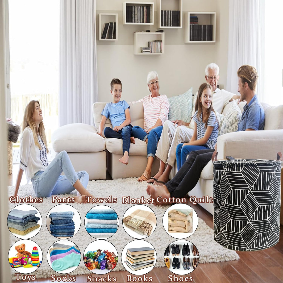 Waterproof Laundry Hamper Collapsible Laundry Basket Leather Handle Laundry Bag Large Clothes Storage Toy Organization for Bathroom Bedroom Laundryroom College Dorms (92-Satisfied laundry hampers)