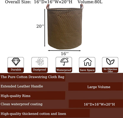 Waterproof Laundry Hamper Collapsible Laundry Basket Leather Handle Laundry Bag Large Clothes Storage Toy Organization for Bathroom Bedroom Laundryroom College Dorms (92-Satisfied laundry hampers)