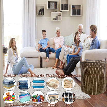 Waterproof Laundry Hamper Collapsible Laundry Basket Leather Handle Laundry Bag Large Clothes Storage Toy Organization for Bathroom Bedroom Laundryroom College Dorms (92-Satisfied laundry hampers)