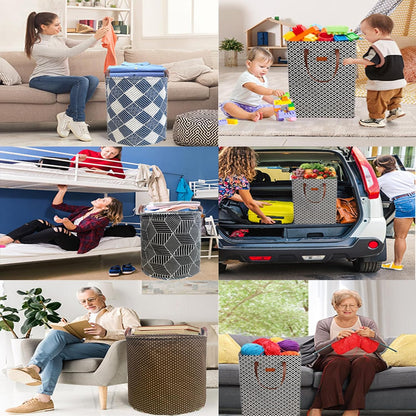 Waterproof Laundry Hamper Collapsible Laundry Basket Leather Handle Laundry Bag Large Clothes Storage Toy Organization for Bathroom Bedroom Laundryroom College Dorms (92-Satisfied laundry hampers)