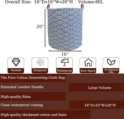 Waterproof Laundry Hamper Collapsible Laundry Basket Leather Handle Laundry Bag Large Clothes Storage Toy Organization for Bathroom Bedroom Laundryroom College Dorms (92-Satisfied laundry hampers)